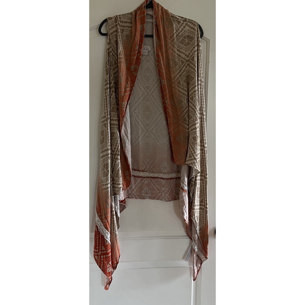ARIAT Aztec‎ Print Kimono Women's One Size Sleeveless Embroidered Stripe Western